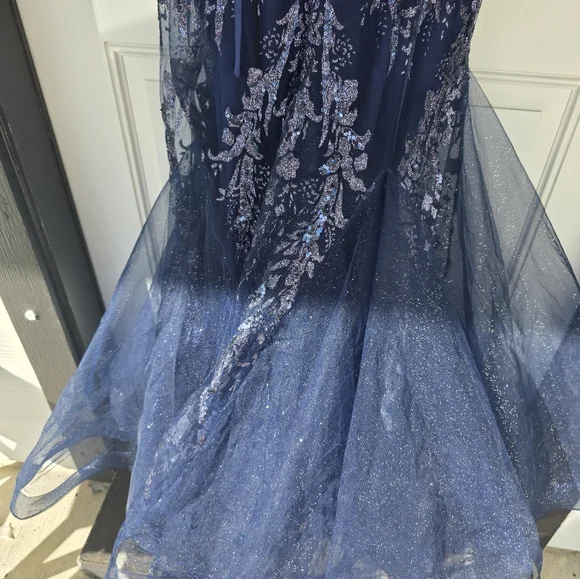 $279 Say Yes To The Dress Juniors' Glitter Mesh Corset Gown Sz 5/6 Glam Prom NWT